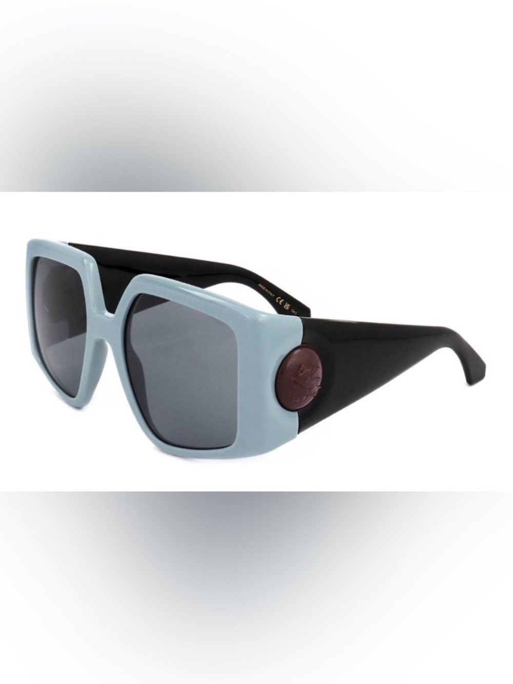 Etro Oversized Square Sunglasses in Light Blue & Black with Dark Gray Lenses - Picture 3 of 7